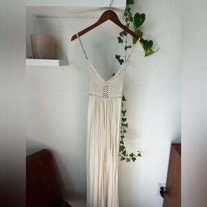 Lulu's Cream Crochet Maxi Dress